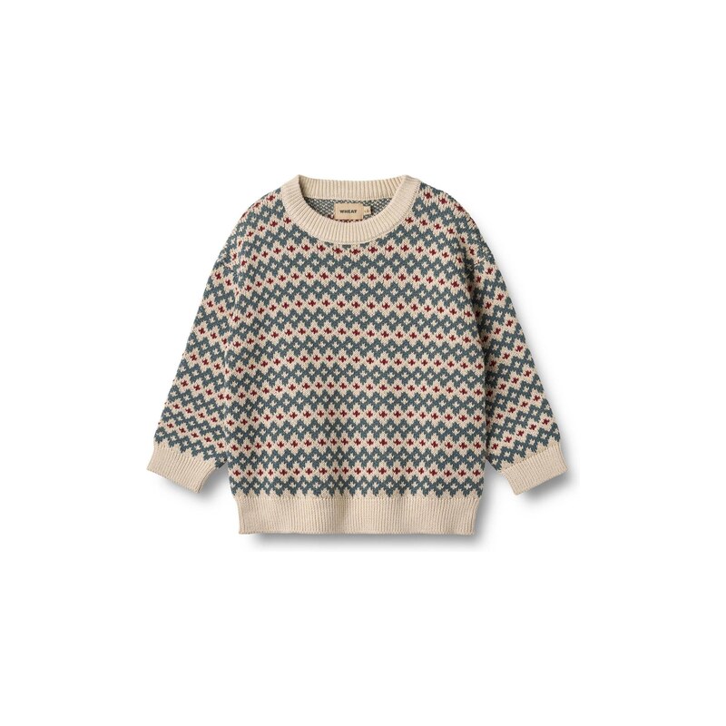 WHEAT Svetr Harlow nefritová / karmínově červené / offwhite