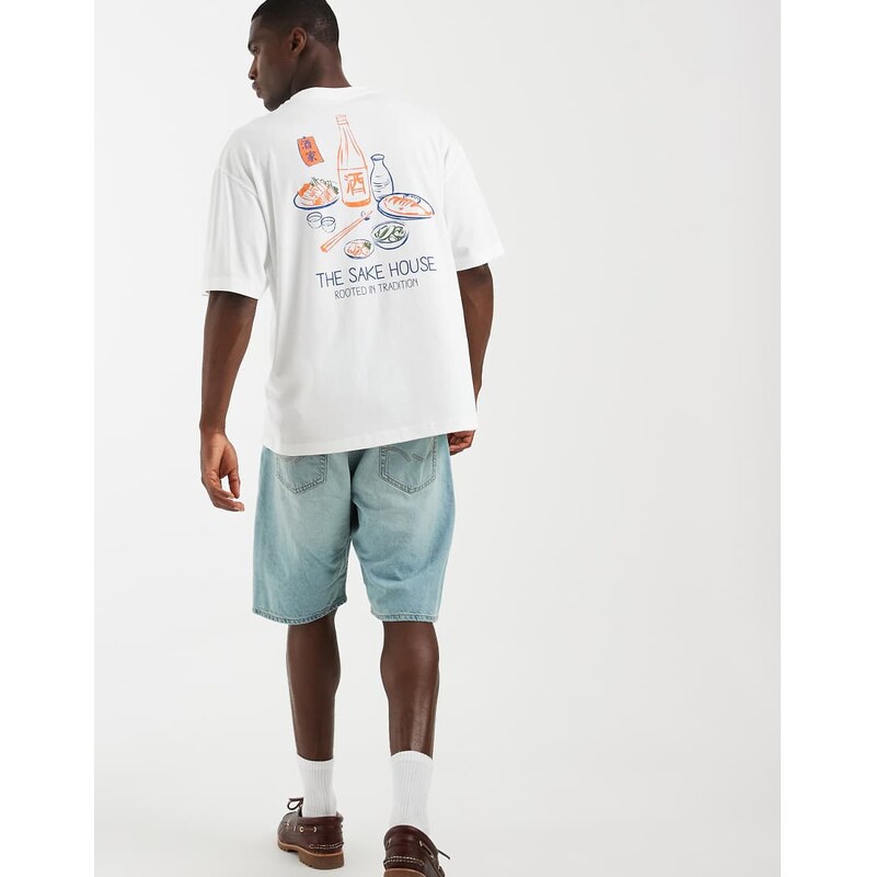 ASOS DESIGN oversized t-shirt with Sake back graphic in white