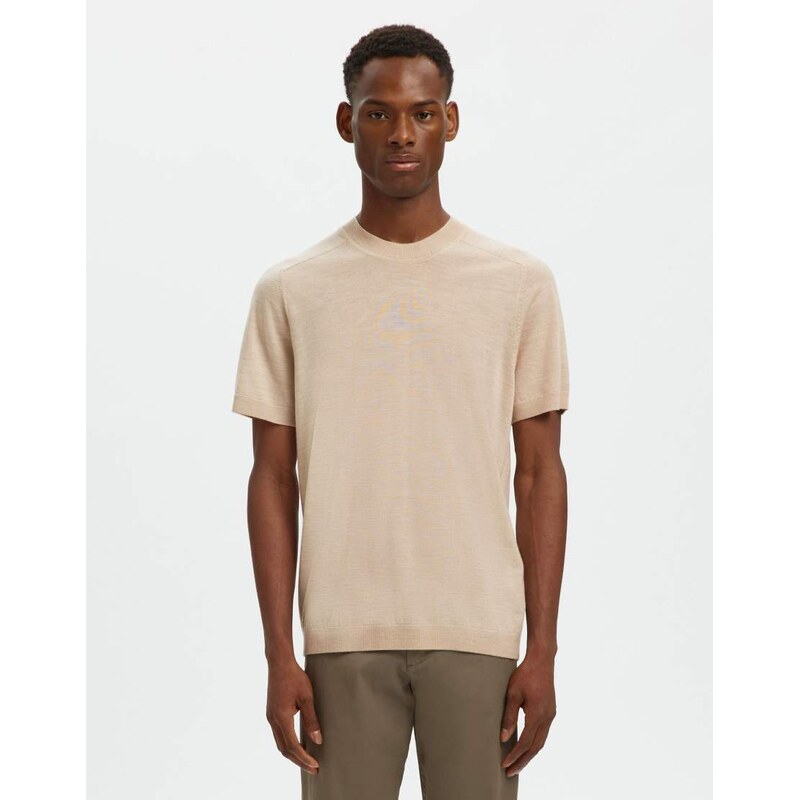 Selected T-shirt in oatmeal-Neutral