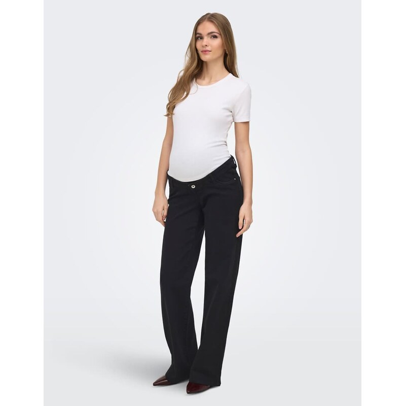 Only Maternity Wide-fit jeans in washed black