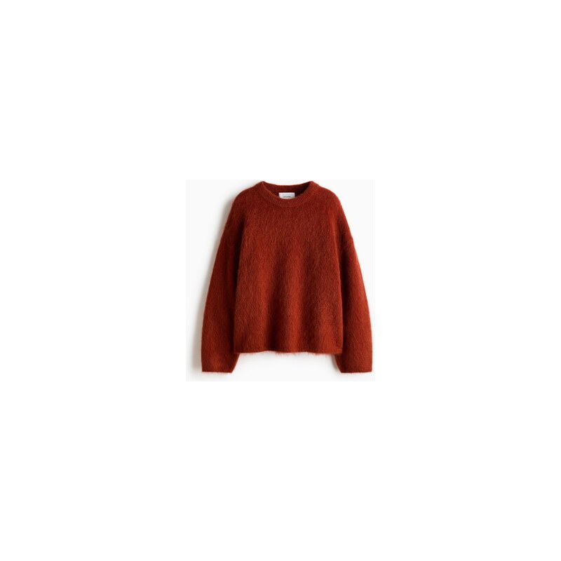 H&M - Oversized svetr z mohérové směsi - Temně Oranžová