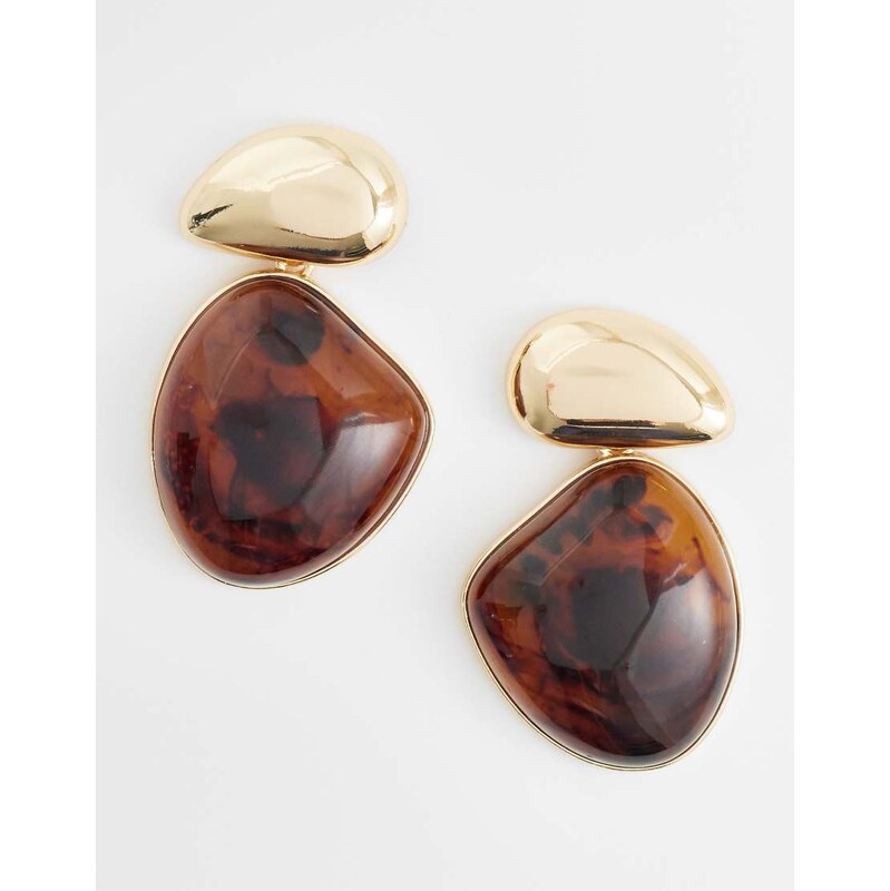 ASOS DESIGN stud earrings with small molten shape pendant in