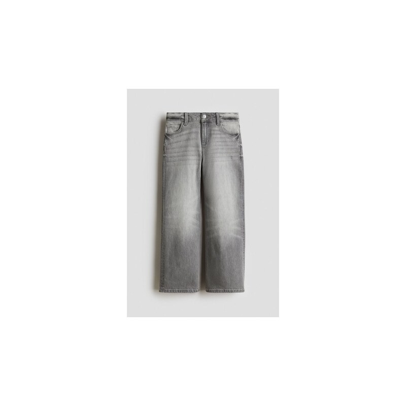 H&M - Baggy Fit Bootcut Leg Jeans - Sepraná Světle Šedá
