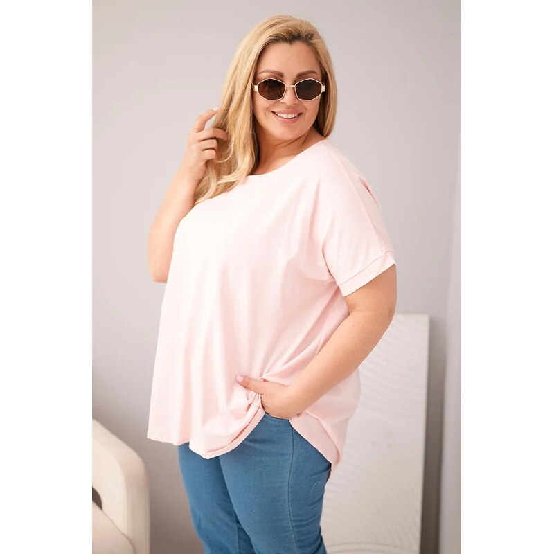 MladaModa Bavlněná oversize halenka s krátkým rukávem model