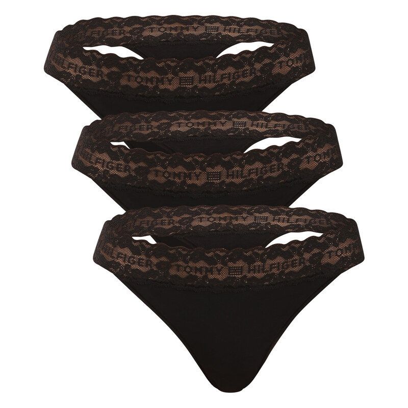 3PACK dámská tanga Tommy Hilfiger černá (UW0UW06337 0R8)