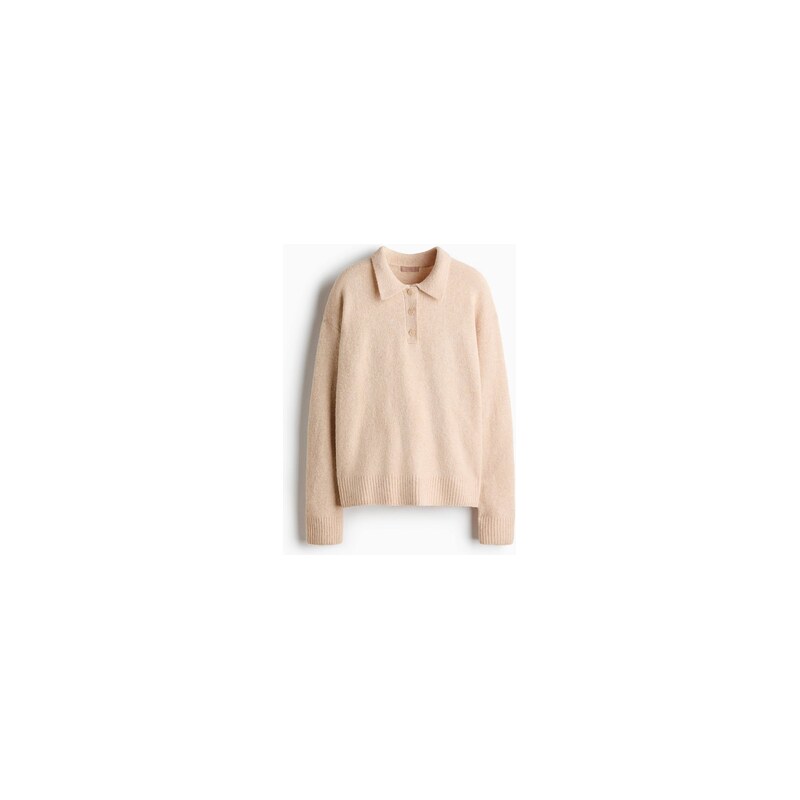 H&M - Svetrs copánkovým vzorem as límečkem - Béžová