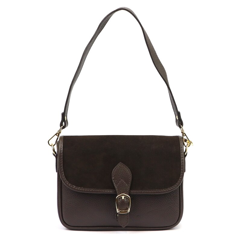 Kožená crossbody kabelka Luka 25-036-2 tmavě hnědá