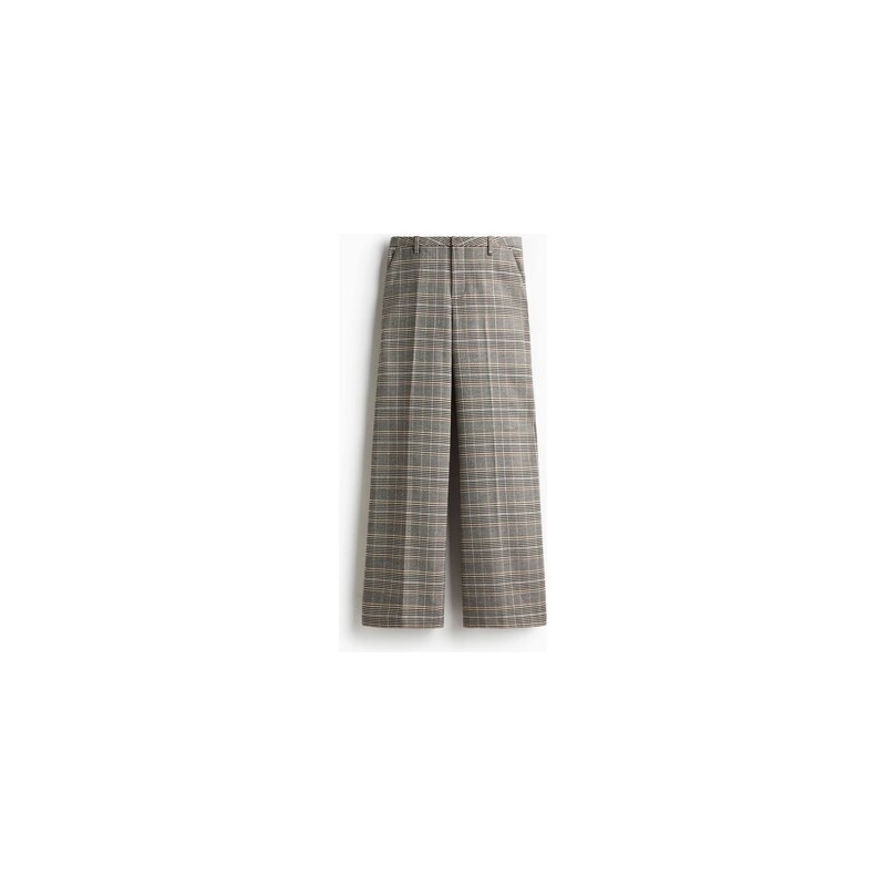 H&M - Široké elegantní kalhoty - Světle Béžová/Kostka
