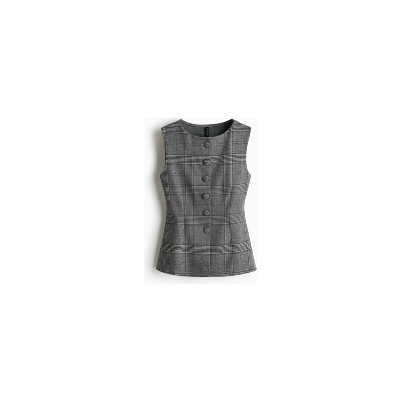 H&M - Žerzejová vesta - Šedá/Kostka