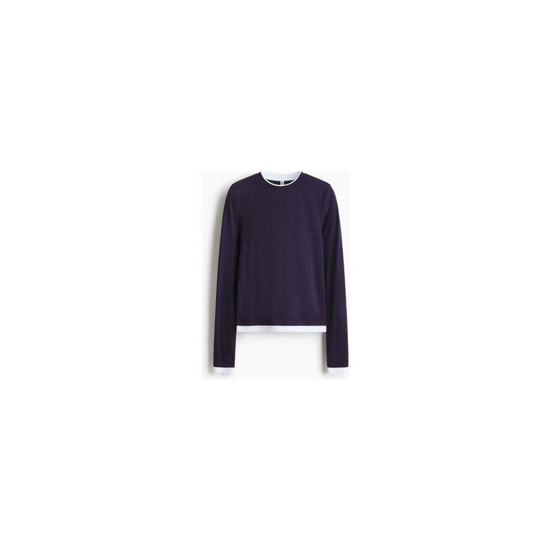 H&M - Tops efektem vrstvení - Námořnická Modř/Bílá