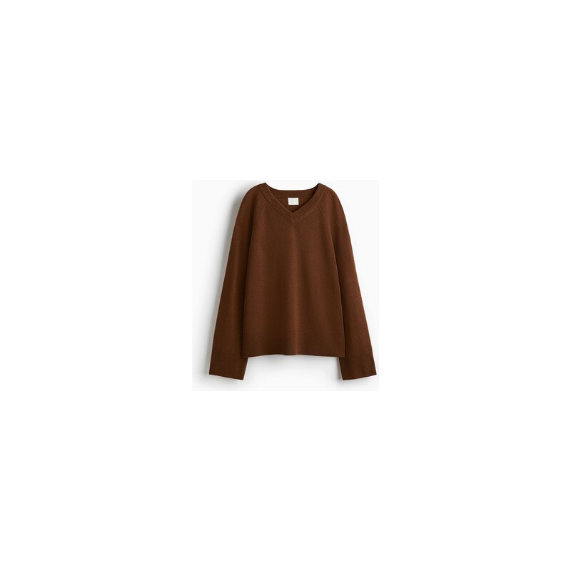 H&M - Oversized vlněný svetr - Hnědá