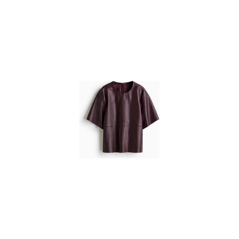 H&M - Kožené tričko - Vínová