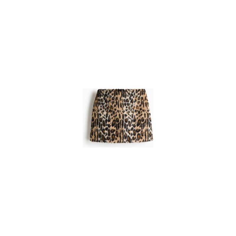 H&M - Minisukně - Béžová/Leopardí Potisk