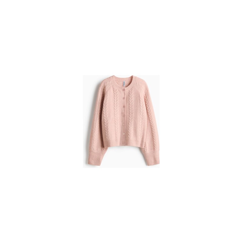 H&M - Propínací svetrs copánkovým vzorem - Světlá Korálově