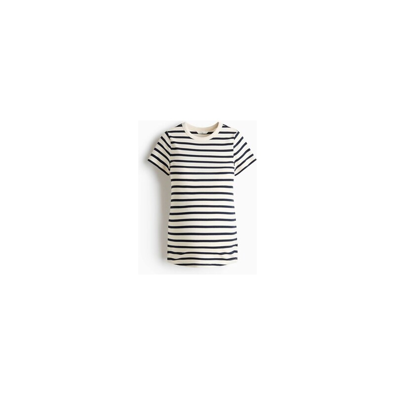 H&M - MAMA Žebrovaný top - Bílá/Proužky