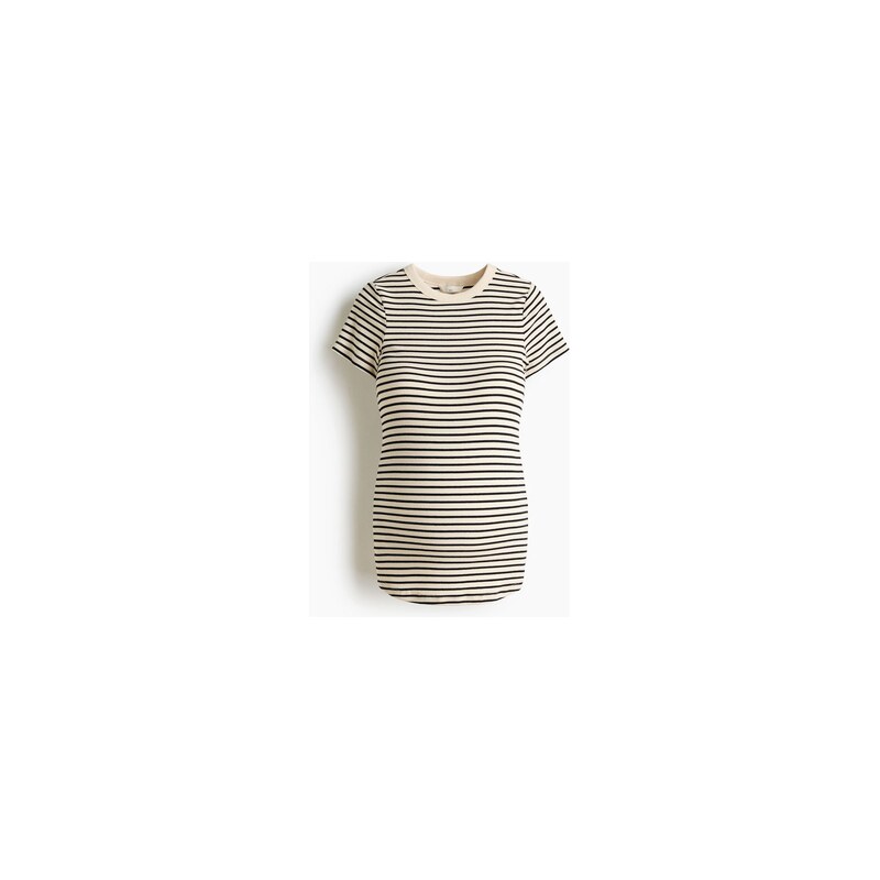 H&M - MAMA Žebrovaný top - Krémová/Černé Proužky