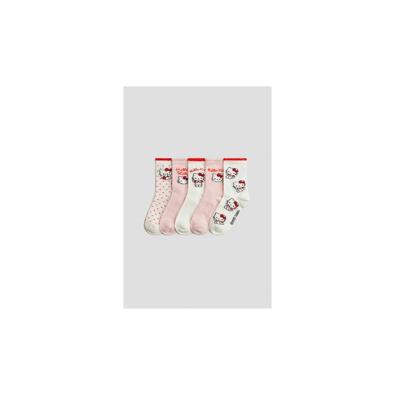 H&M - Ponožkys motivem 5 párů - Bílá/Hello Kitty