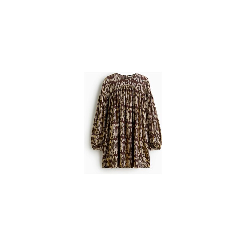 H&M - Oversized šaty z žakárové tkaniny - Tmavě Hnědá/Vzor