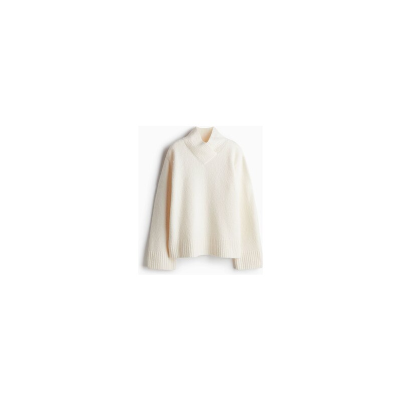 H&M - Svetr z vlněné směsis výstřihem do V - Krémová