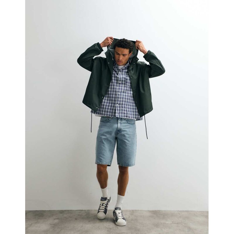 Levis 478 baggy denim shorts in mid wash-Navy