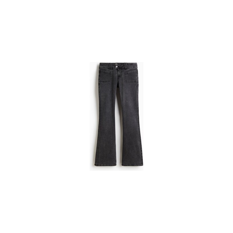 H&M - Flared Low Jeans - Tmavě Šedý Denim