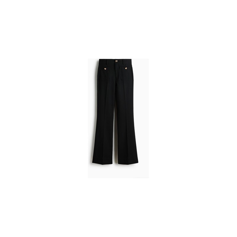 H&M - Keprové kalhoty Flared - Černá