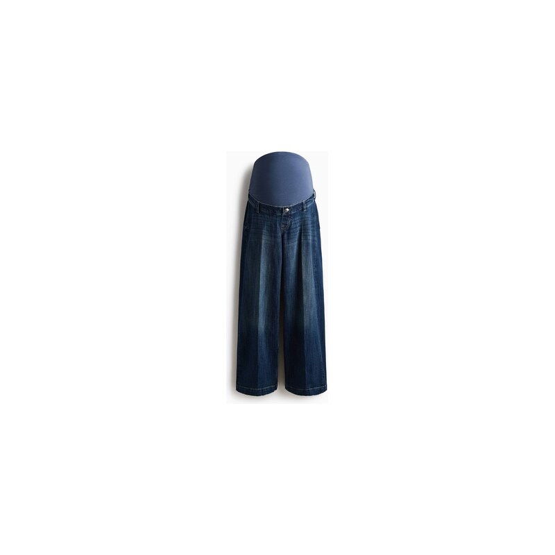 H&M - MAMA Wide Leg Jeans - Tmavý Denim Blue