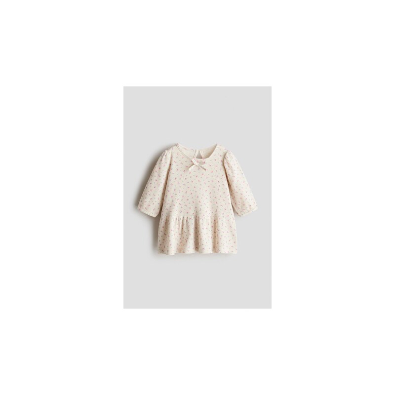 H&M - Bavlněné šatys potiskem - Světle Béžová/Květy