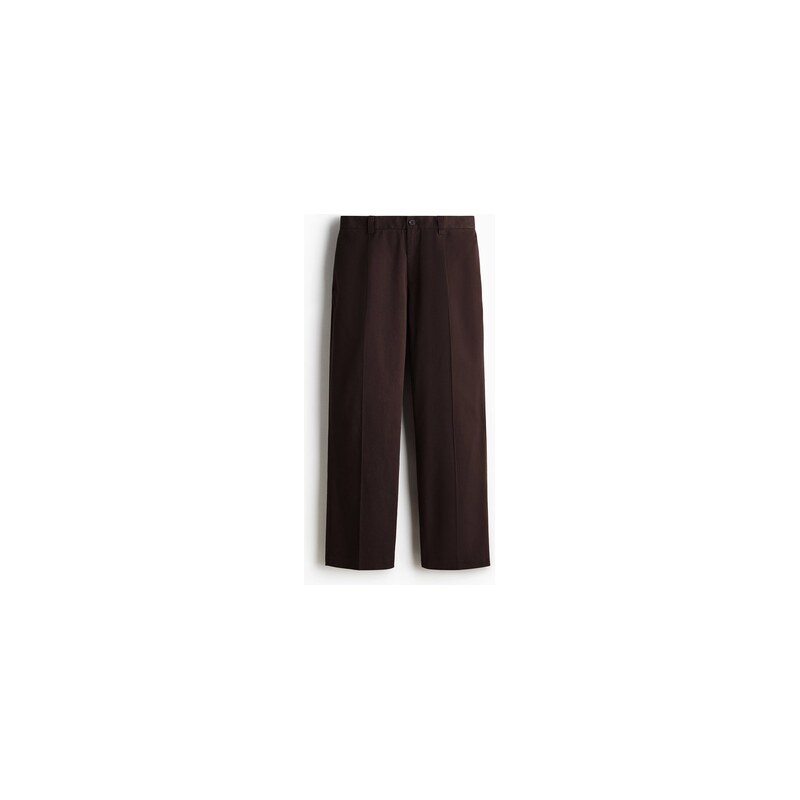H&M - Elegantní kalhoty z bavlny a lyocellu Relaxed Fit - Tmavě