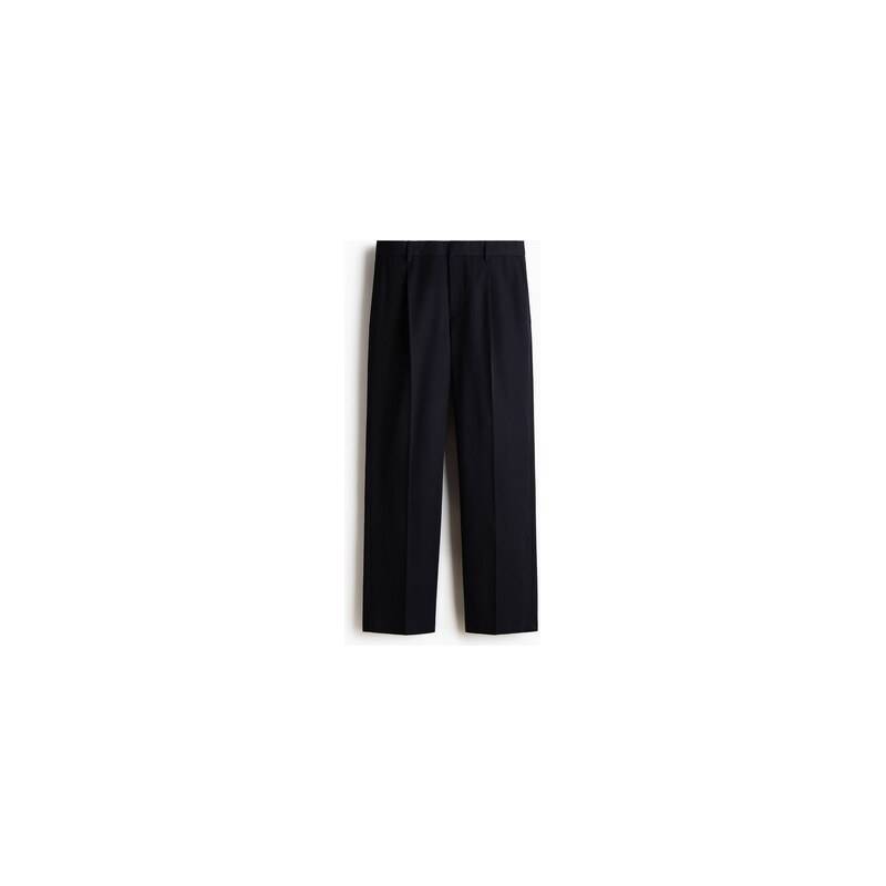 H&M - Elegantní kalhoty z vlněné směsi Relaxed Fit - Námořnická