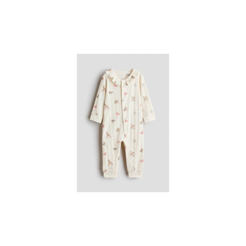 H&M - Ažurový pyžamový overals potiskem - Krémová/Bambi