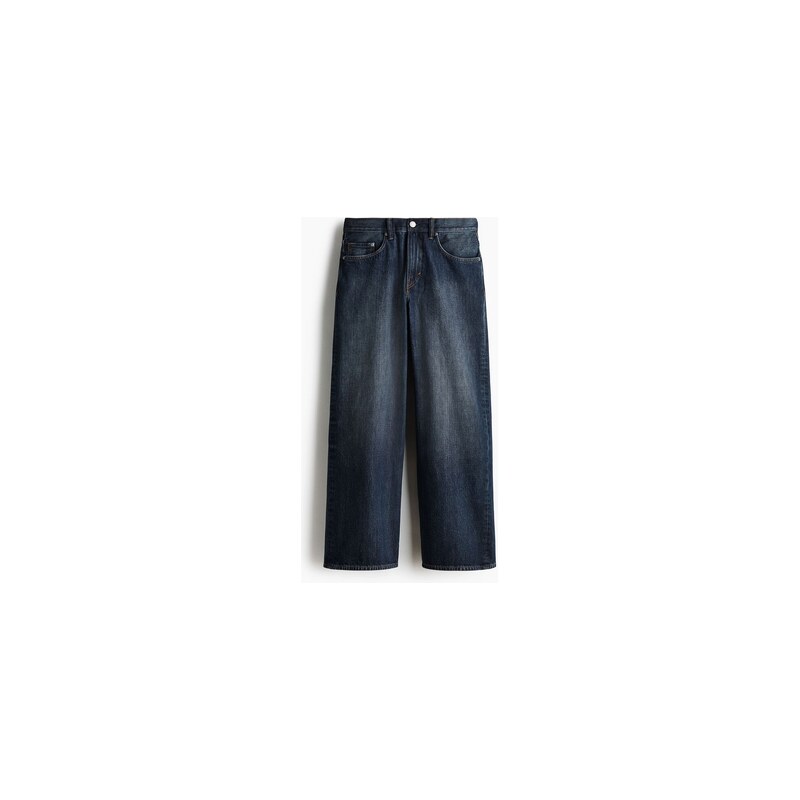 H&M - Wide Jeans - Tmavý Denim Blue