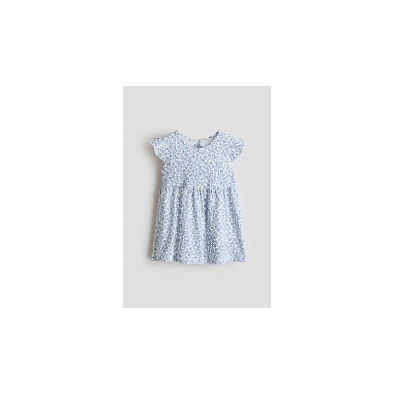 H&M - Bavlněné šaty - Bleděmodrá/Květy
