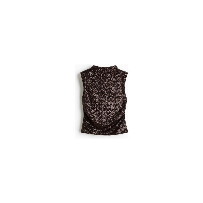 H&M - Flitrový top - Tmavě Hnědá