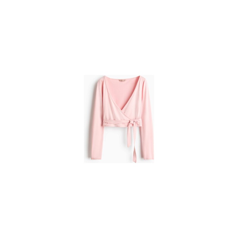 H&M - Zavinovací top z česaného žerzeje - Světle Růžová