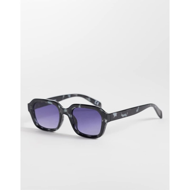 ASOS DESIGN slim square sunglasses in blue tortoiseshell frame