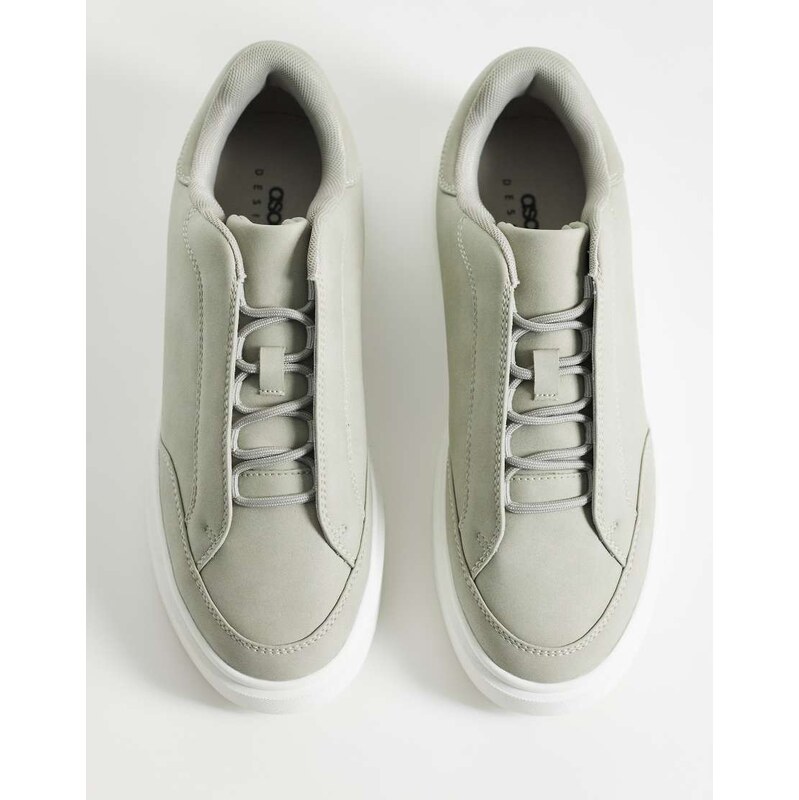 ASOS DESIGN lace up trainers with concealed lace in grey