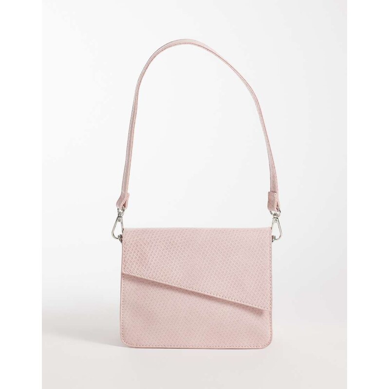 PASQ faux reptile cross body bag in pink