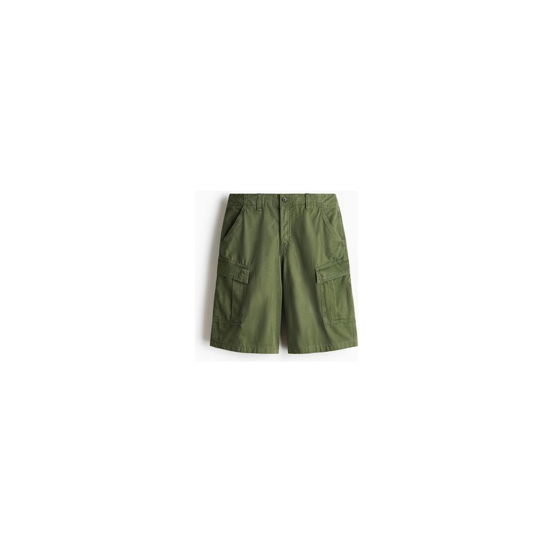 H&M - Bavněné šortky cargo Loose Fit - Khaki Zelená