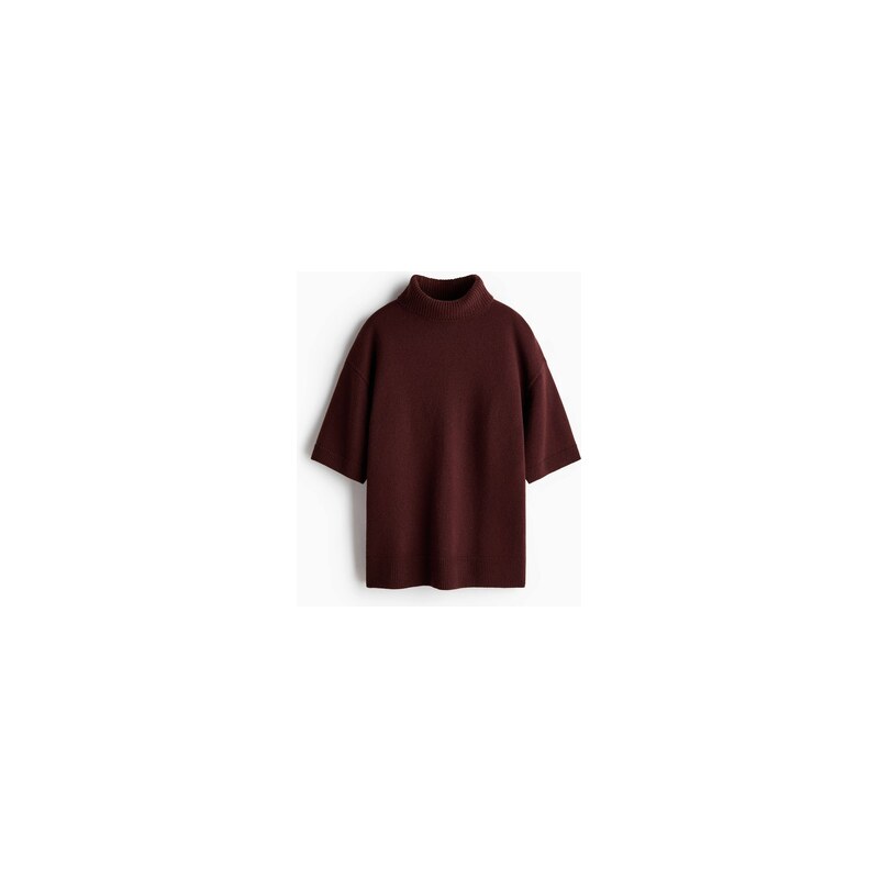 H&M - Vlněný svetrs rolákem - Tmavá Rezavě Hnědá