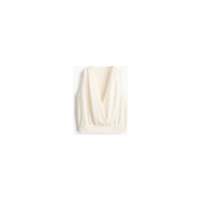 H&M - Pletený tops křížením - Krémová
