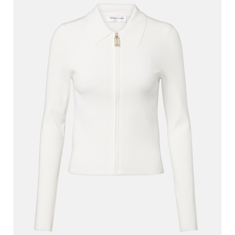 Victoria Beckham Mila ribbed-knit zip-up top