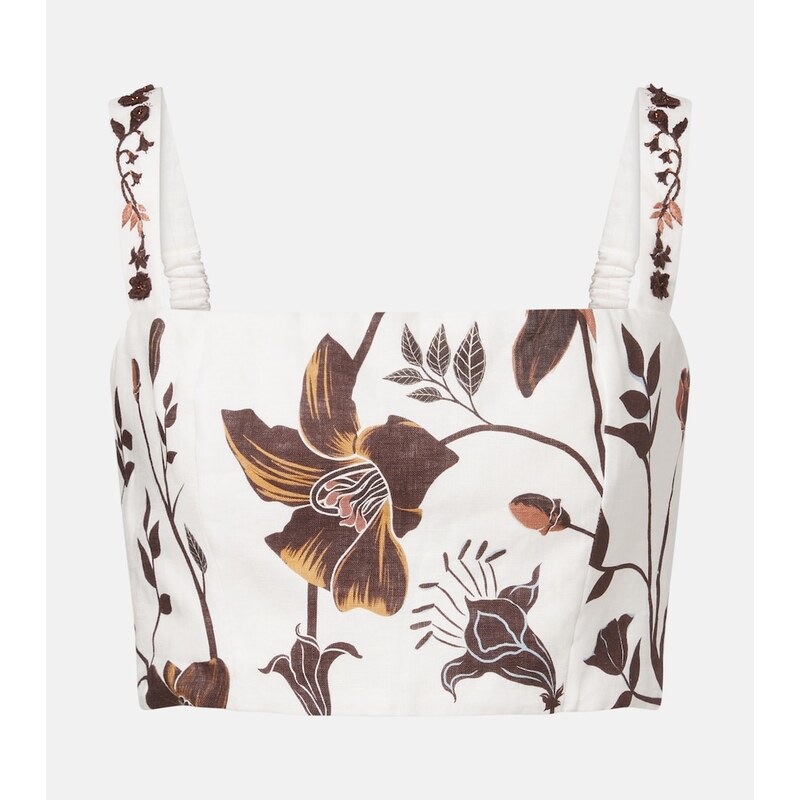 Agua by Agua Bendita Cacao floral linen crop top