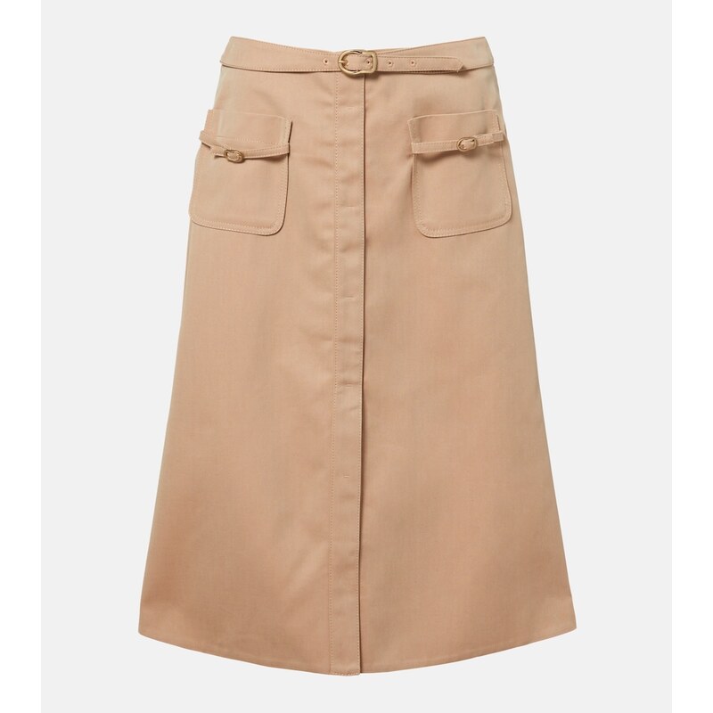 Dorothee Schumacher Luxury Layer belted cotton-blend midi skirt
