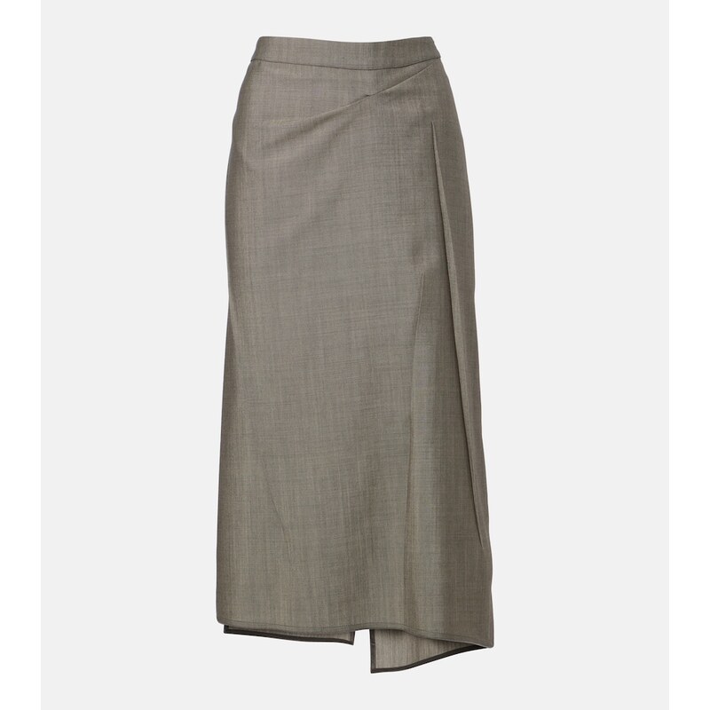 Victoria Beckham Draped wool and mohair midi skirt