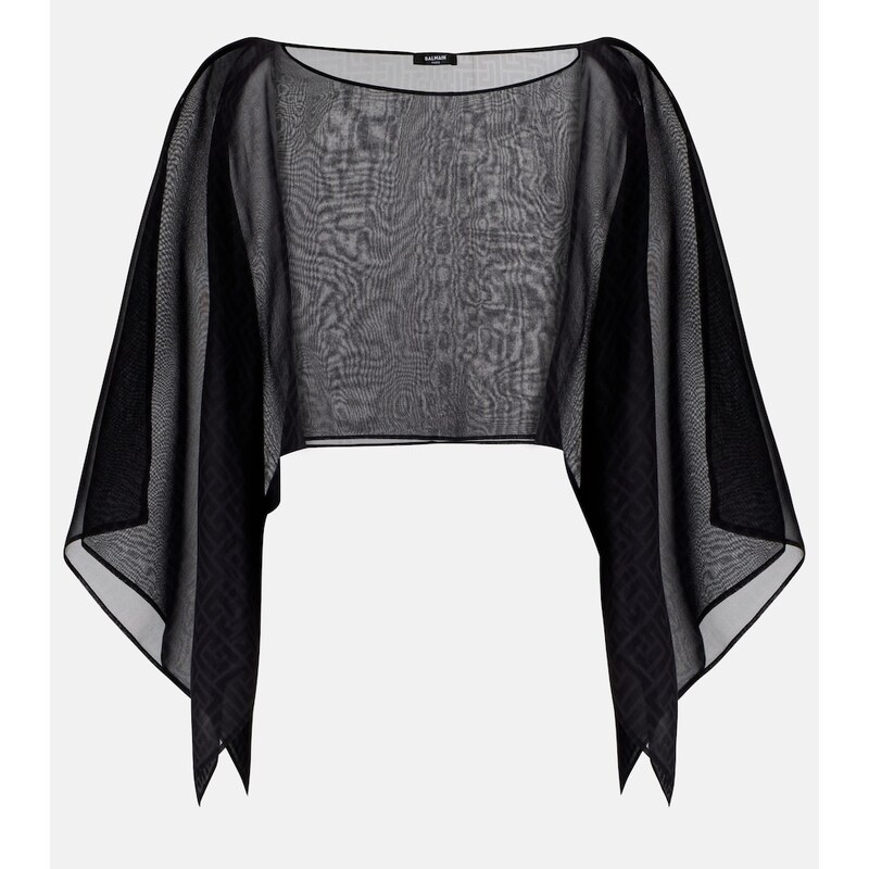 Balmain Monogram sheer silk crop top