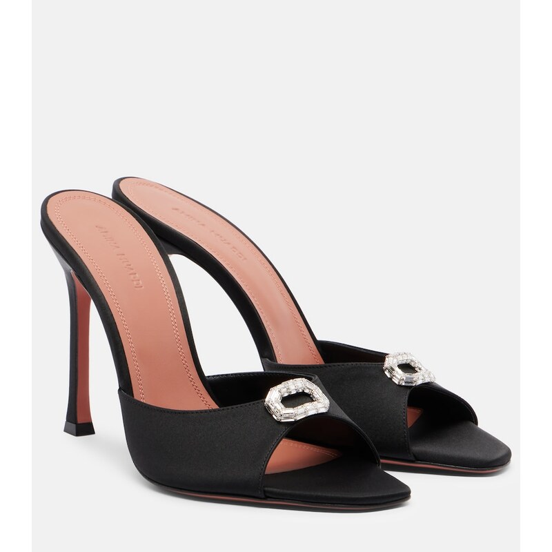 Amina Muaddi Camelia embellished satin mules