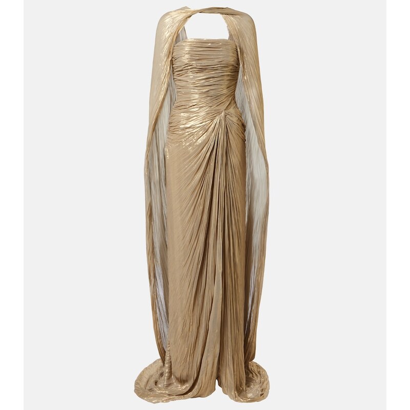 Marmar Halim Pleated caped bustier gown