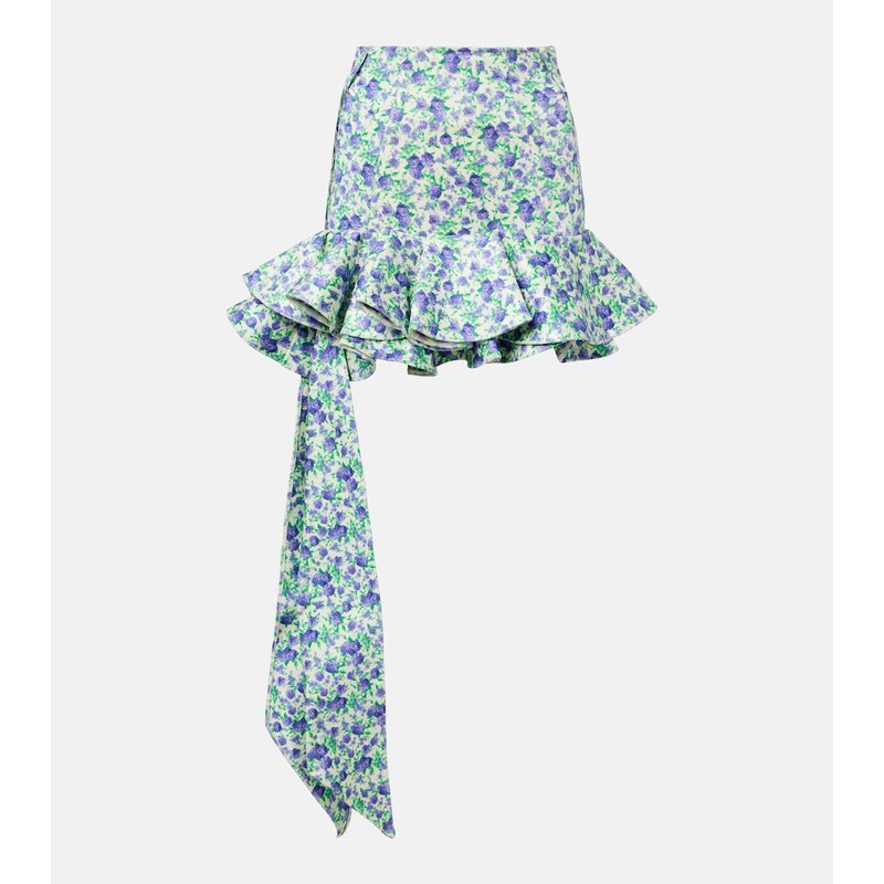 Rabanne Ruffled floral jersey miniskirt