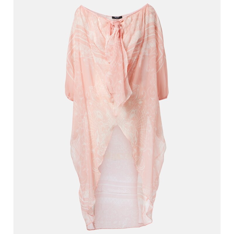 Balmain Printed silk beach dress
